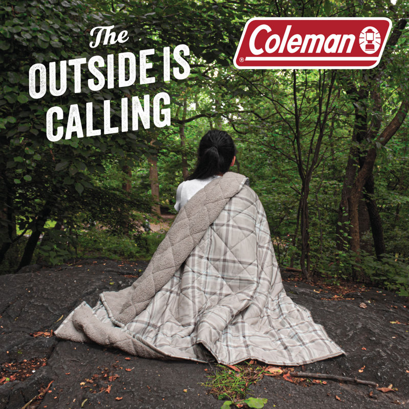 Coleman Reversible Water Resistant Nylon and Sherpa Diamond Quilted Indoor Outdoor Throw Picnic Blanket Reviews Wayfair Canada